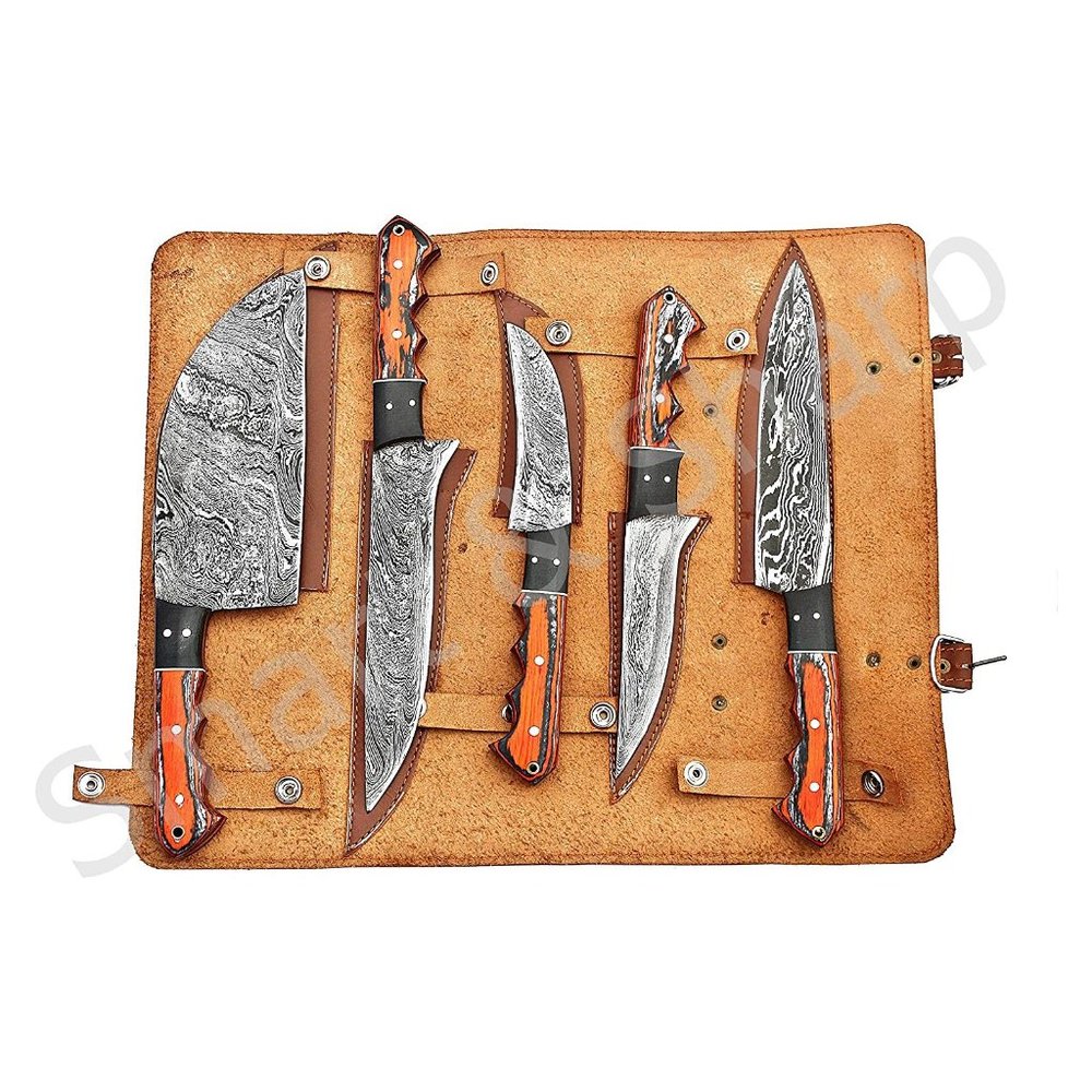 Damascus Chef Knives Set/Kitchen Knives 5 Pcs Set